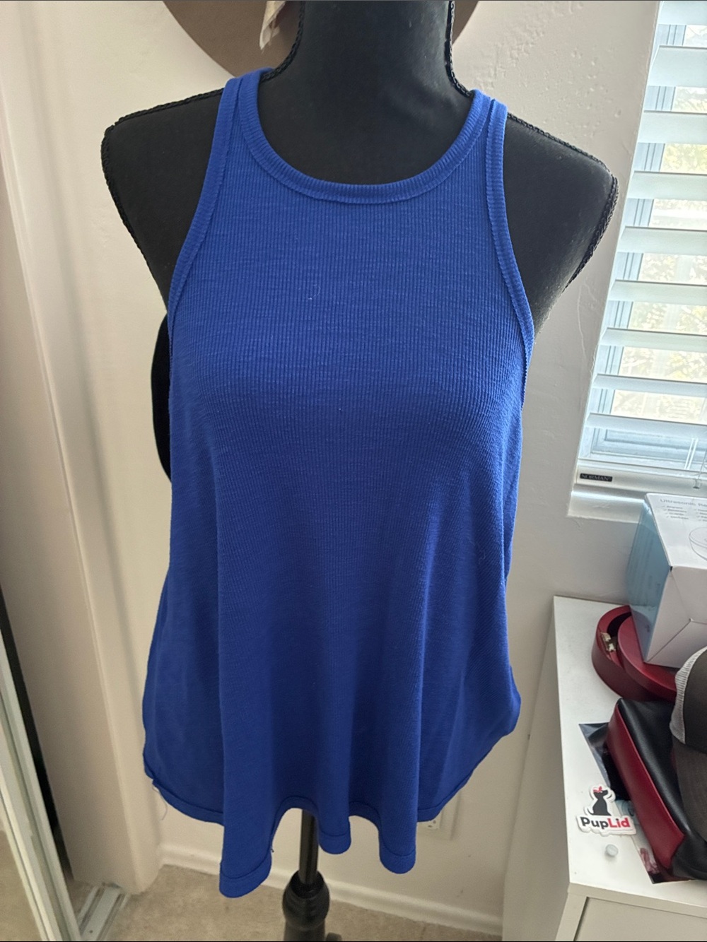 Blue Women’s Ribbed Racerback Tank Top